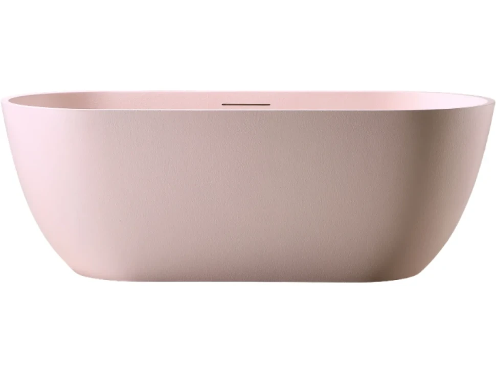 Ванна из искусственного камня Abber Frankfurt AM9941MP 170x75 см, отдельностоящая, матовая розовая, овальная, фурнитура белая