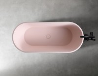 Ванна из искусственного камня Abber Frankfurt AM9941MP 170x75 см, отдельностоящая, матовая розовая, овальная, фурнитура белая