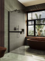 Душевая перегородка Maybahglass MGD-734-6ш 89 см, профиль черный, стекло бронза матовое