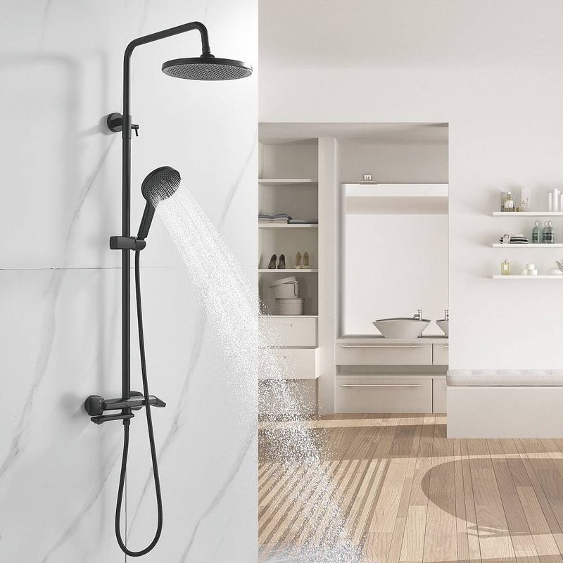Душевая стойка Rose R3936H черная