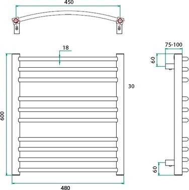 Полотенцесушитель электрический Grota Calma 48х60
