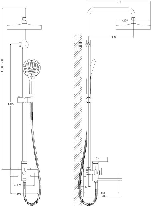 Душевая стойка BELZ B813 B24813-7 матовая черная