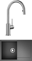 Комплект Мойка Omoikiri Daisen 78-BL черная + Смеситель Blanco Candor-S 523121