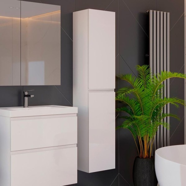 Шкаф пенал для ванной Lemark Veon белый глянцевый