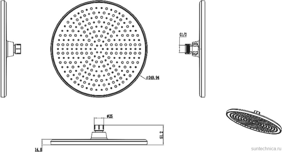 Верхний душ Raglo R451.50.06 черный