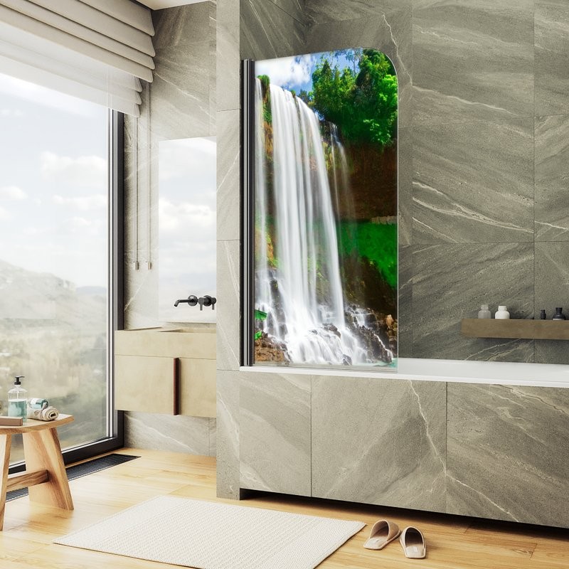 Шторка на ванну Maybahglass MGV-928-ФП007-6 60 см, профиль черный