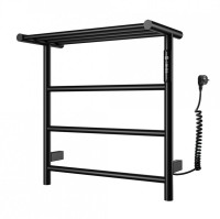 Полотенцесушитель электрический Wonzon & Woghand Bonn WW-AL402-MB 50x45 см, подключение справа, матовый черный, лесенка, с полкой