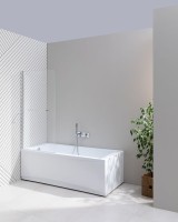 Шторка на ванну Allen Brau Priority 3.31023.00 80 см, профиль хром, стекло прозрачное Optiwhite