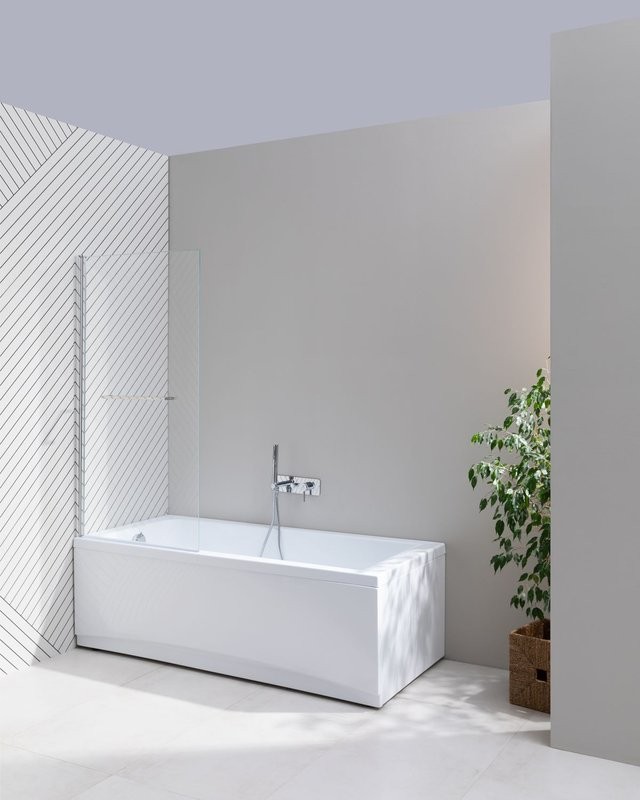 Шторка на ванну Allen Brau Priority 3.31023.00 80 см, профиль хром, стекло прозрачное Optiwhite