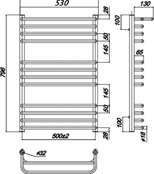 Полотенцесушитель водяной Ravak Optima _W 500x800