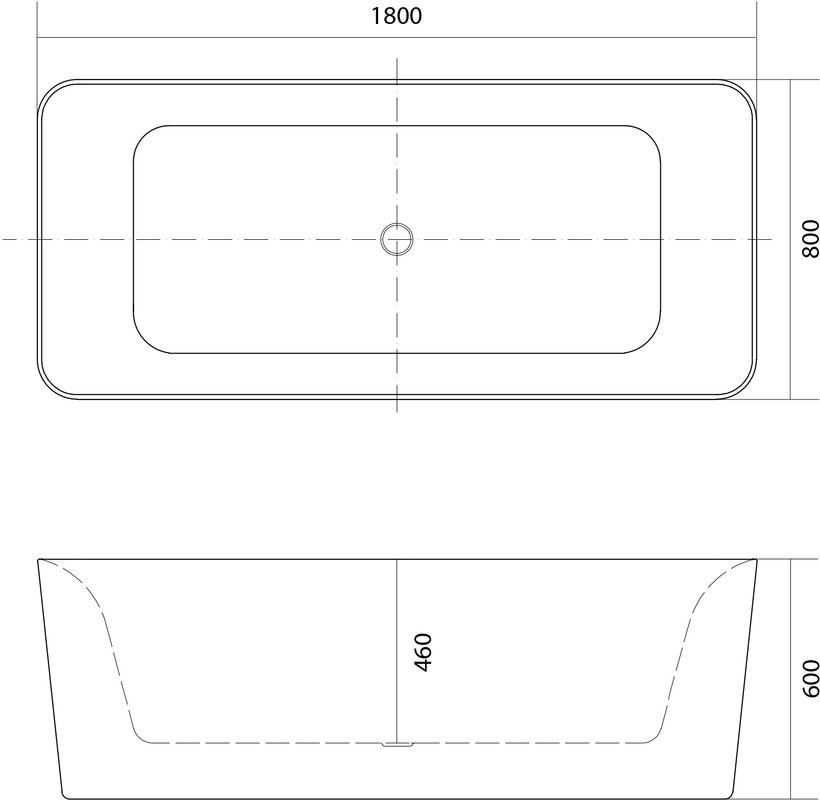 Акриловая ванна AQUATEK Квадро AQ-K27880 180x80 см, отдельностоящая, белая, на ножках, со сливом-переливом