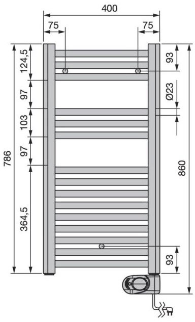 Полотенцесушитель электрический Zehnder Aura PBEBZ-080-040/MQ RAL 9005 matt 80x40 черный