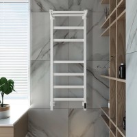 Полотенцесушитель электрический Grota Tela 430х1200 RAL9016 EL 120x45 см, подключение справа, слева, скрытое подключение справа, матовый белый, лесенка, из стали, с полкой