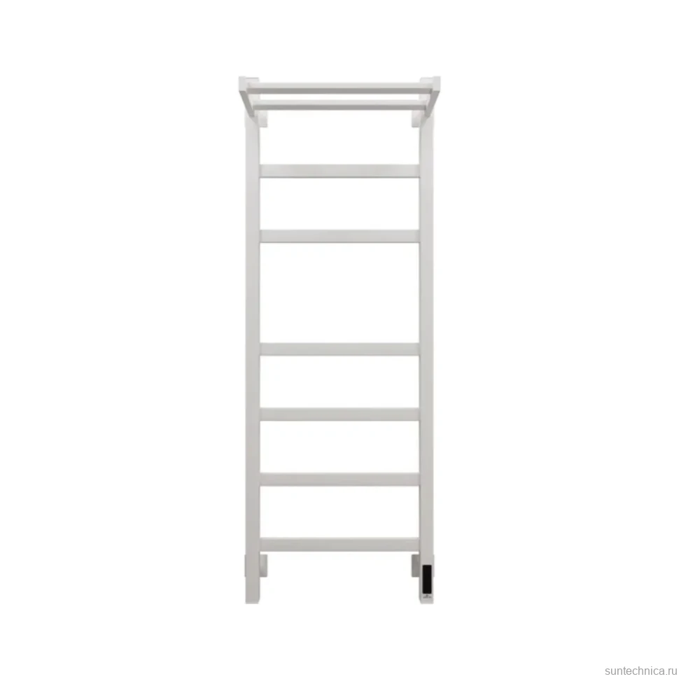 Полотенцесушитель электрический Grota Tela 430х1200 RAL9016 EL 120x45 см, подключение справа, слева, скрытое подключение справа, матовый белый, лесенка, из стали, с полкой