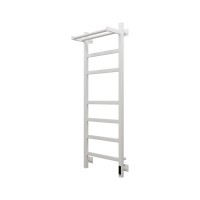 Полотенцесушитель электрический Grota Tela 430х1200 RAL9016 EL 120x45 см, подключение справа, слева, скрытое подключение справа, матовый белый, лесенка, из стали, с полкой