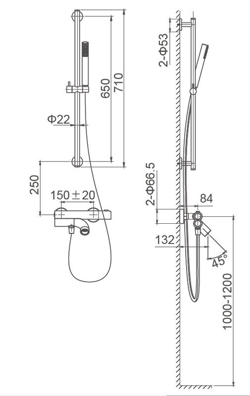 Душевой комплект Wonzon & Woghand Loop WW-311-00-508 черный матовый