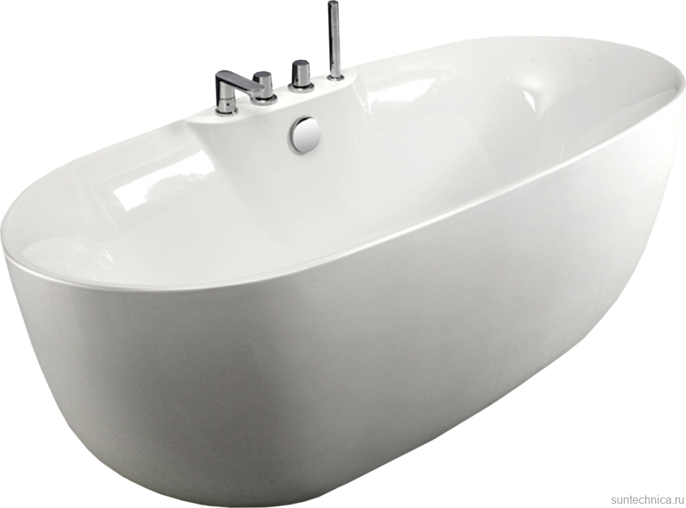 Акриловая ванна Esbano Rome SM 170x80 см, отдельностоящая, белая, овальная, со смесителем, со сливом-переливом