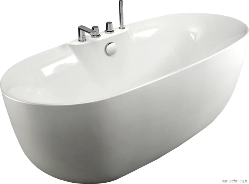 Акриловая ванна Esbano Rome SM 170x80 см, отдельностоящая, белая, овальная, со смесителем, со сливом-переливом