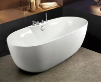 Акриловая ванна Esbano Rome SM 170x80 см, отдельностоящая, белая, овальная, со смесителем, со сливом-переливом