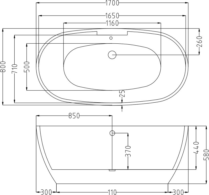 Акриловая ванна Esbano Rome SM 170x80 см, отдельностоящая, белая, овальная, со смесителем, со сливом-переливом