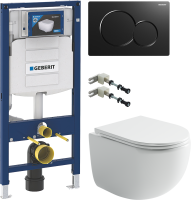Комплект Унитаз подвесной Ceramicanova UP Rimless CN4007 белый + Инсталляция Geberit Duofix UP 320 111.300.00.5 + Кнопка Sigma 01 115.770.DW.5 черная + Крепления 111.815.00.1 к стене