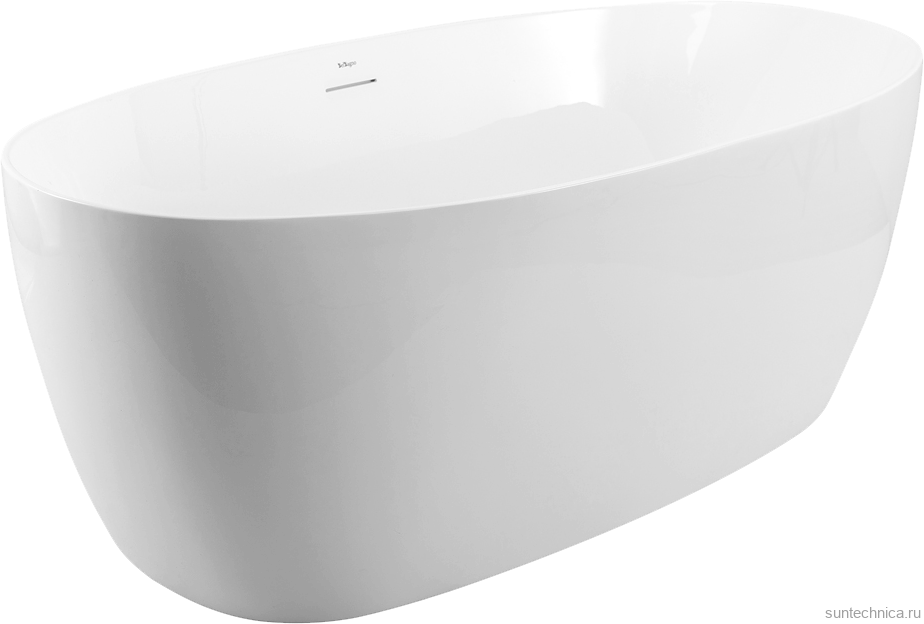 Акриловая ванна BelBagno BB414 170x80 см, отдельностоящая, белая, овальная, со сливом-переливом, с донным клапаном