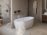 Акриловая ванна BelBagno BB414 170x80 см, отдельностоящая, белая, овальная, со сливом-переливом, с донным клапаном