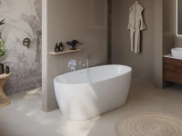 Акриловая ванна BelBagno BB414 170x80 см, отдельностоящая, белая, овальная, со сливом-переливом, с донным клапаном