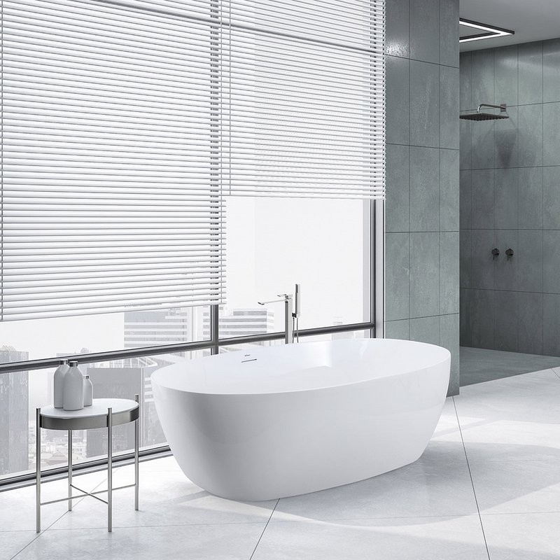 Акриловая ванна BelBagno BB414 170x80 см, отдельностоящая, белая, овальная, со сливом-переливом, с донным клапаном