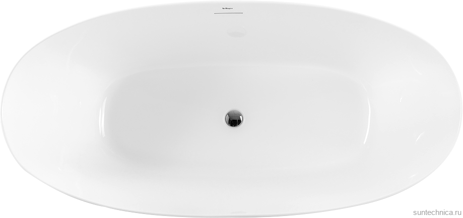 Акриловая ванна BelBagno BB414 170x80 см, отдельностоящая, белая, овальная, со сливом-переливом, с донным клапаном
