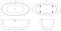 Акриловая ванна BelBagno BB414 170x80 см, отдельностоящая, белая, овальная, со сливом-переливом, с донным клапаном