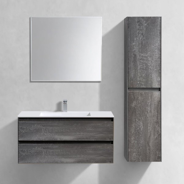 Мебель для ванной комнаты Vincea Luka 100, 2 ящика, камень, с белой раковиной