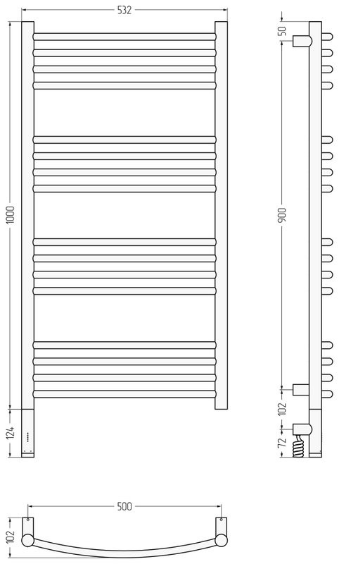 Полотенцесушитель электрический Сунержа Богема 3.1 020-6002-1050 110x55 см, подключение слева, шампань, лесенка