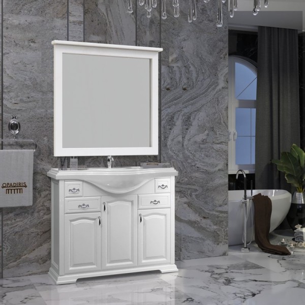 Мебель для ванной комнаты Opadiris Риспекто 100 белая матовая, зеркало STWORKI Хельсингборг