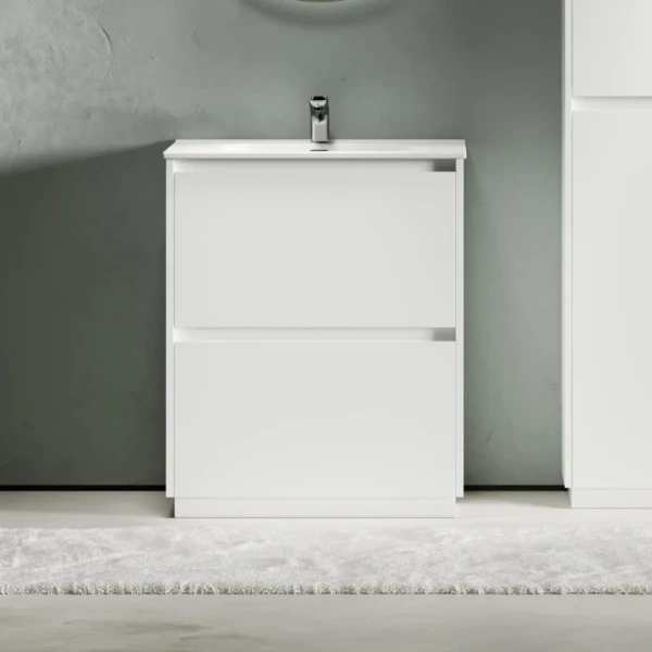 Тумба с раковиной Sancos Libra Floor 70 белый глянец, белая раковина CN7007