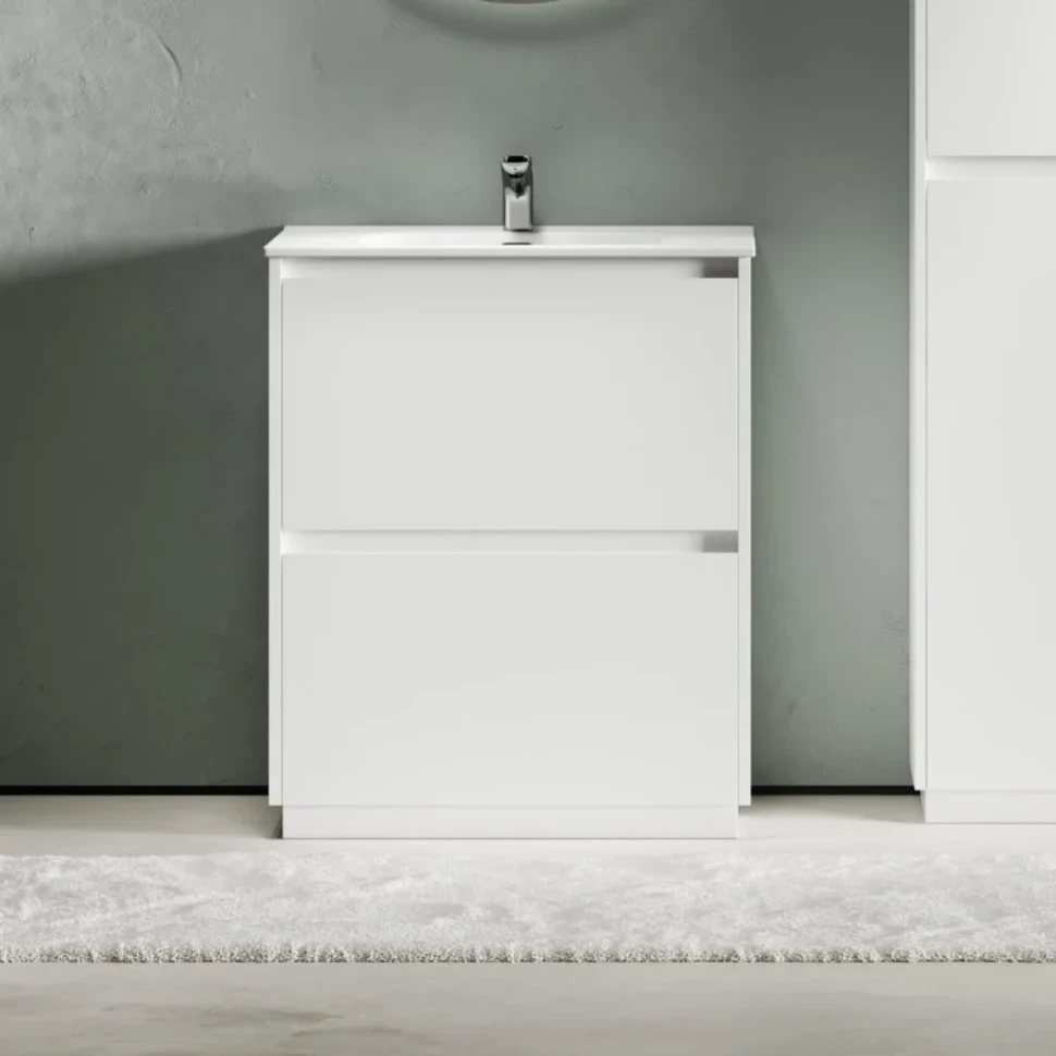 Тумба с раковиной Sancos Libra Floor 70 белый глянец, белая раковина CN7007