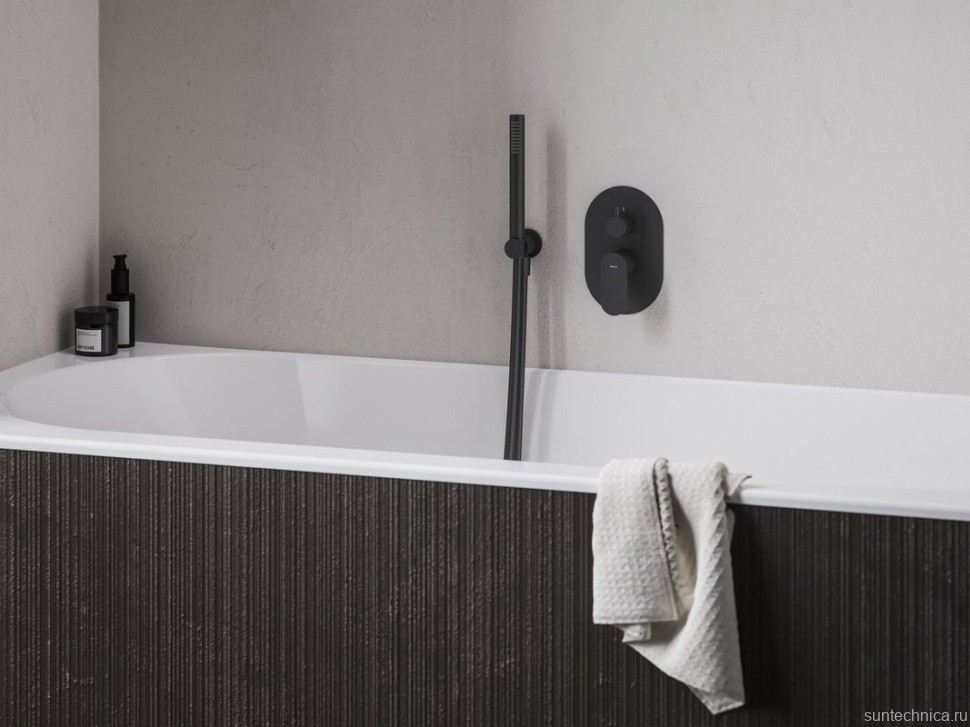 Встраиваемый смеситель для душа и ванны Ravak Eleganta EL 065.20BLM.O2 матовый черный