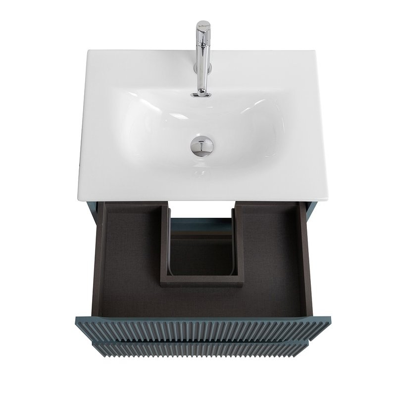 Мебель для ванной комнаты BelBagno Uno-mini 70 подвесная, 2 ящика, матовая голубая