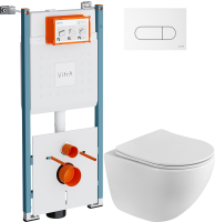 Комплект Унитаз подвесной BelBagno Libero BB11051CH-TOR/SC безободковый + Инсталляция VitrA V-Fix Core 732-5800-01PV + Кнопка Root Round 740-2200 белая глянцевая