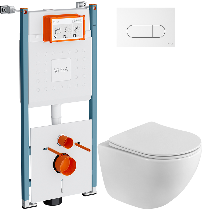 Комплект Унитаз подвесной BelBagno Libero BB11051CH-TOR/SC безободковый + Инсталляция VitrA V-Fix Core 732-5800-01PV + Кнопка Root Round 740-2200 белая глянцевая