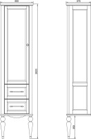 Шкаф пенал для ванной ValenHouse Эстетика L, витрина, синий, ручки хром