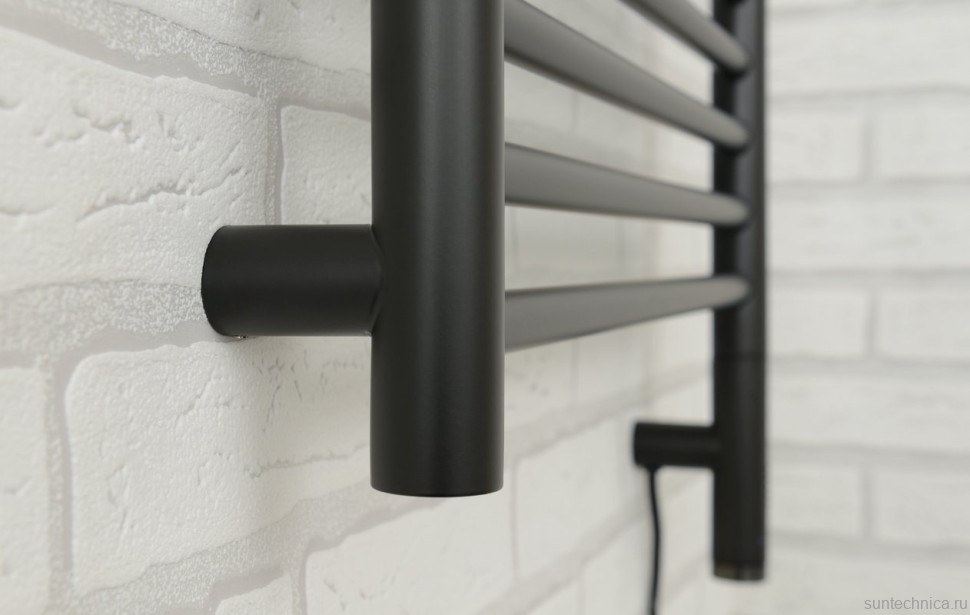 Полотенцесушитель электрический Сунержа Богема 3.1 31-6007-8050 90x55 см, подключение справа, матовый черный, лесенка, с полкой