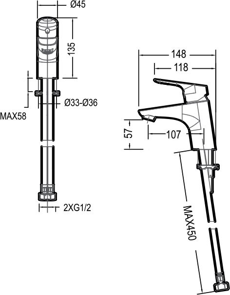 Смеситель для раковины Bravat Drop F14898C-1