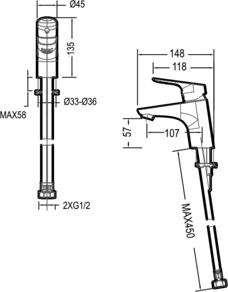Смеситель для раковины Bravat Drop F14898C-1