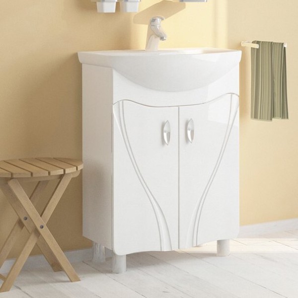 Тумба с раковиной Mixline Лима 55 глянцевая белая