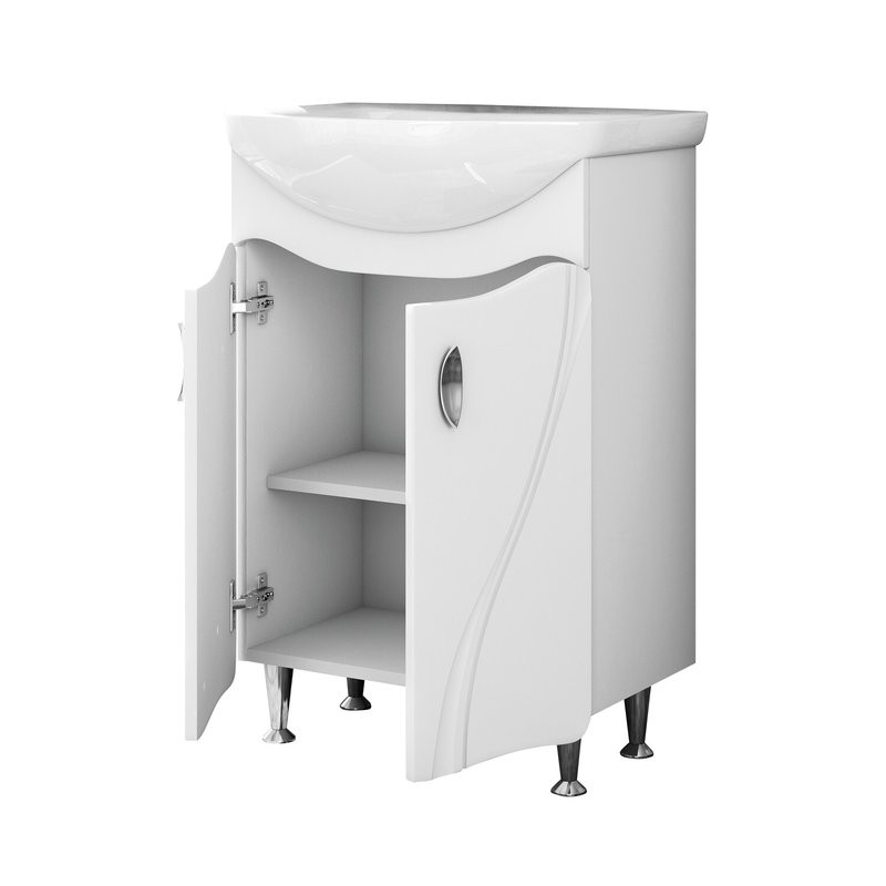 Тумба с раковиной Mixline Лима 55 глянцевая белая