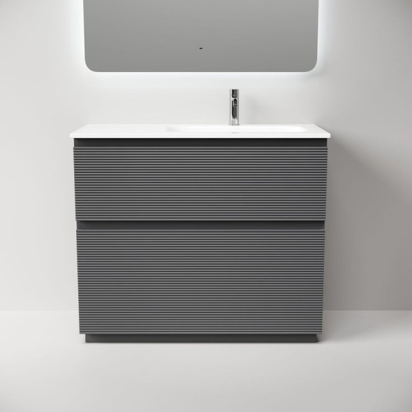 Тумба под раковину в ванную Sancos Folk Floor правая 995х445х850 мм, напольная с двумя ящиками, Grey soft