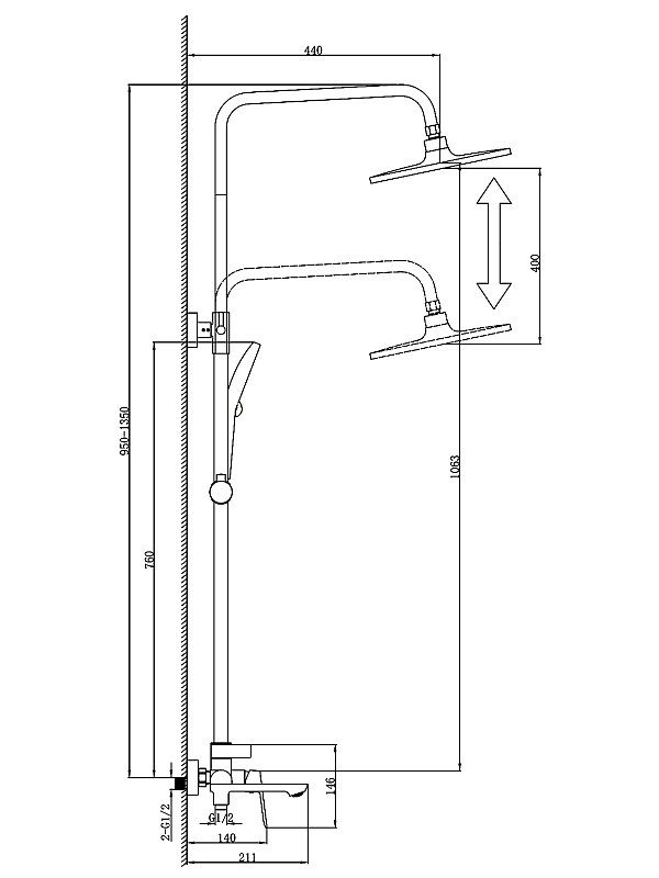 Душевая стойка AZARIO Alanti AZ-K2332B черная матовая