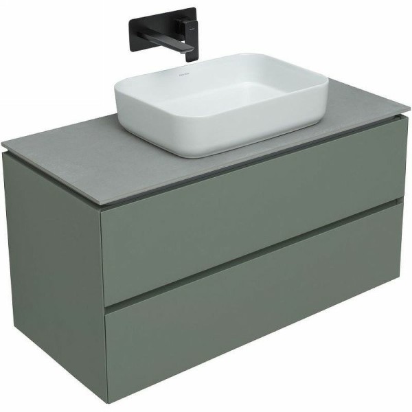 Тумба под раковину со столешницей Allen Brau Infinity 100 подвесная, олива матовый, столешница графит