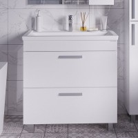 Тумба с раковиной Grossman Neo 80 пленка, с ящиками, глянцевая белая